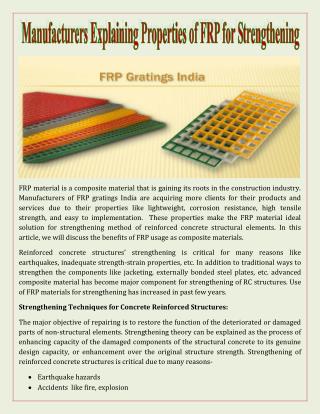 Manufacturers Explaining Properties of FRP for Strengthening