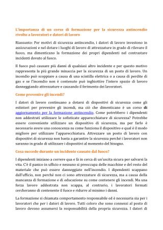 L'importanza di un corso di formazione per la sicurezza antincendio rivolto a lavoratori e datori di lavoro