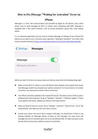 How to Fix iMessage ″Waiting for Activation″ Error on iPhone