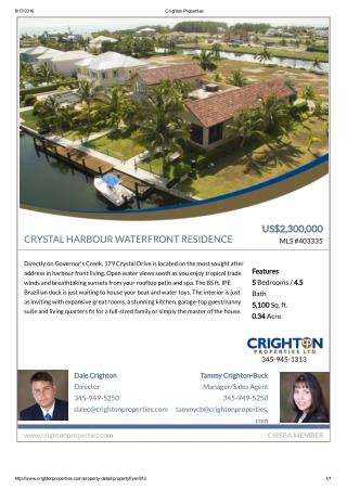 Crystal Harbour Waterfront Residential Property In Cayman For Sale