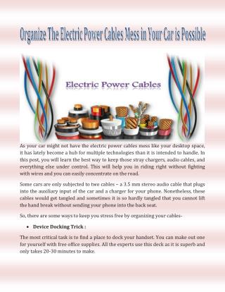 Organize The Electric Power Cables Mess in Your Car is Possible