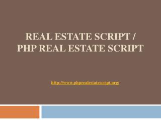 Real Estate Script / PHP Real Estate Script