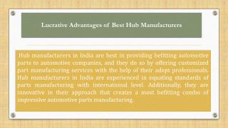 Lucrative Advantages of Best Hub Manufacturers