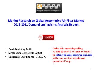 Global Automotive Air Filter Industry 2016-2021 Market Trends and Demands Research Report