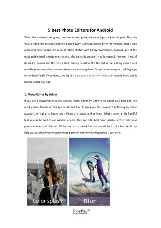 5 Best Photo Editors for Android