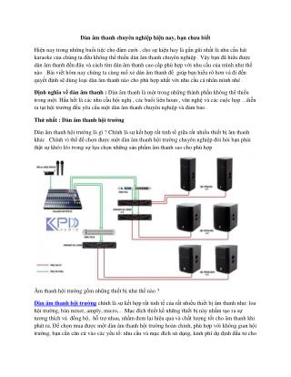 Dàn âm thanh chuyên nghiệp hiện nay