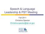 Speech Language Leadership PST Meeting