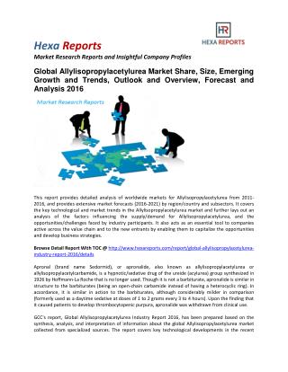 Allylisopropylacetylurea Market Share, Size, Emerging Growth and Analysis 2016