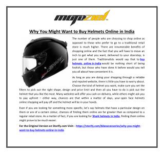 Why You Might Want to Buy Helmets Online in India