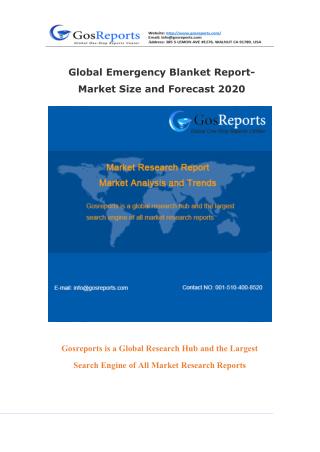 Global Emergency Blanket Report-Market Size and Forecast 2020