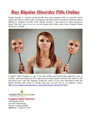 Buy Bipolar Disorder Pills Online