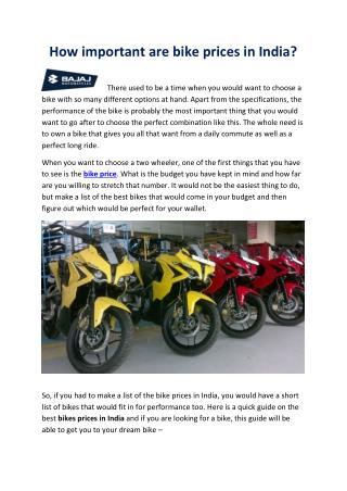 How important are bike prices in India