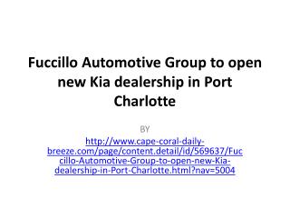 Fuccillo Automotive Group to open new Kia dealership in Port Charlotte