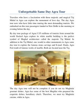 Unforgettable Same Day Agra Tour