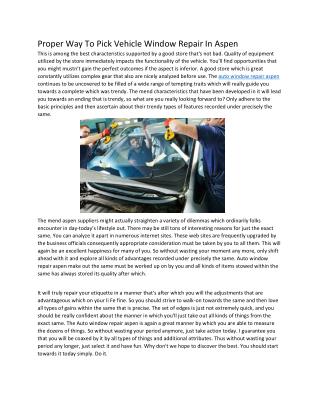 Auto Glass Repair - Sometimes Better Than a Replacement