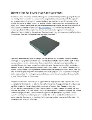 things you must know about Refurbished Cisco