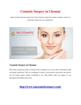 Cosmetic Surgery in Chennai