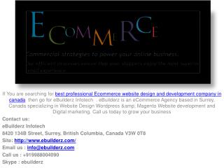 Best professional Ecommerce website design and development company in canada