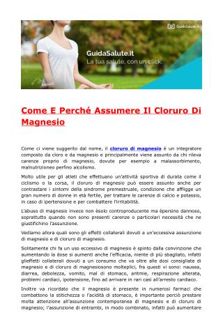 Come E Perché Assumere Il Cloruro Di Magnesio