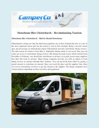 Motorhome Hire Christchurch – Revolutionizing Tourism