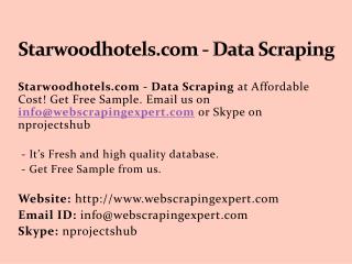 Starwoodhotels.com - Data Scraping