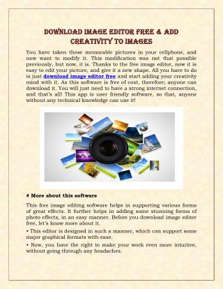 Download Image Editor Free & Add Creativity To Images