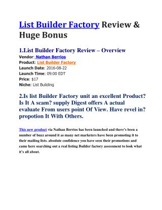 List Builder Factory Review