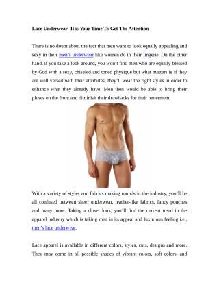 Lace Underwear- It is Your Time To Get The Attention