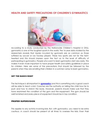 HEALTH AND SAFETY PRECAUTIONS OF CHILDREN’S GYMNASTICS