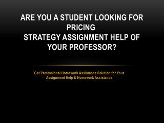 assignment on pricing