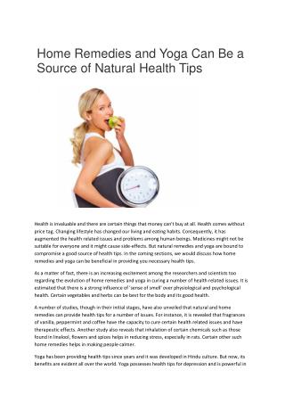 Home Remedies and Yoga Can Be a Source of Natural Health Tips