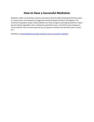 How to Have a Successful Mediation