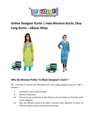 Online Designer Kurtis | Indo-Western Kurtis | Buy Long Kurti | EBazar.Ninja