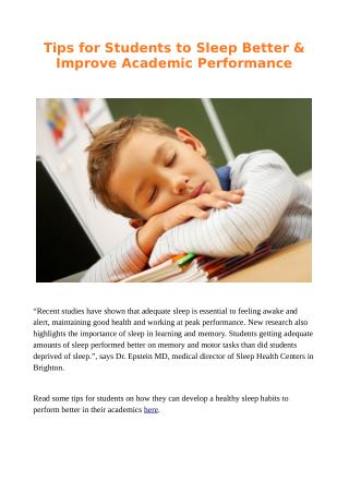Tips for Students to Sleep Better & Improve Academic Performance