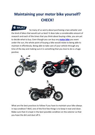 Maintaining your motor bike yourself CHECK!
