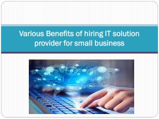 Various Benefits of hiring IT solution provider for small business