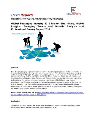 Packaging Industry 2016 Market Size, Share, Global Insights, Emerging Trends and Growth