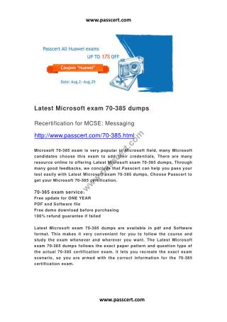 Microsoft exam 70-385 dumps