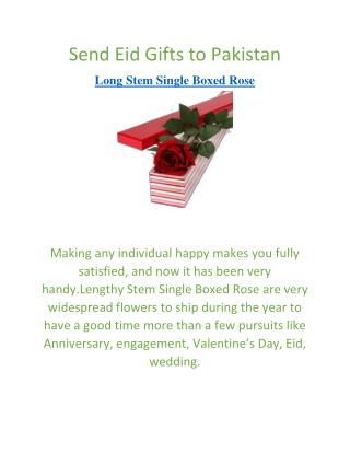 Send Gifts to Pakistan | Long Stem Single Boxed Rose