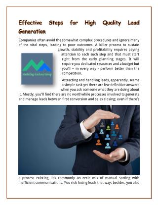 Effective Steps for High Quality Lead Generation