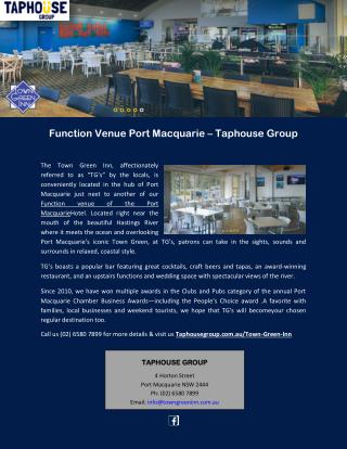 Function Venue Port Macquarie – Taphouse Group