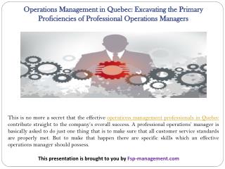 Operations Management in Quebec: Excavating the Primary Proficiencies of Professional Operations Managers