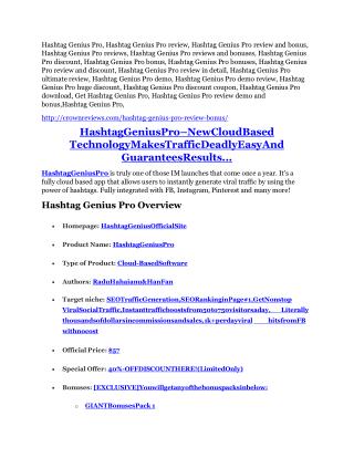 Hashtag Genius Pro review-(SHOCKED) $21700 bonuses