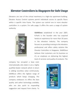 Elevator Controllers in Singapore for Safe Usage