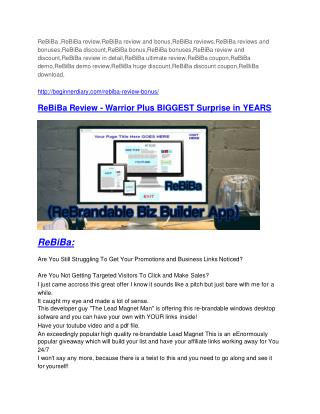 ReBiBa review demo and $14800 bonuses