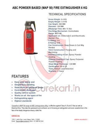 CEASEFIRE ABC POWDER BASED MAP-50 FIRE EXTINGUISHER - 6 KG SPECIFICATIONS