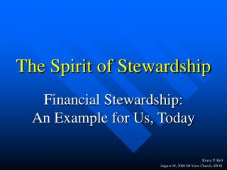 The Spirit of Stewardship