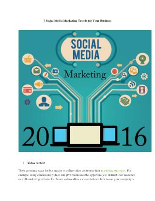 7 Social Media Marketing Trends for Your Business