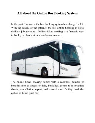All about the Online Bus Booking System