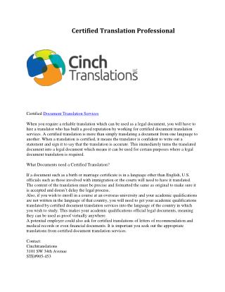 Certified Translation Professional